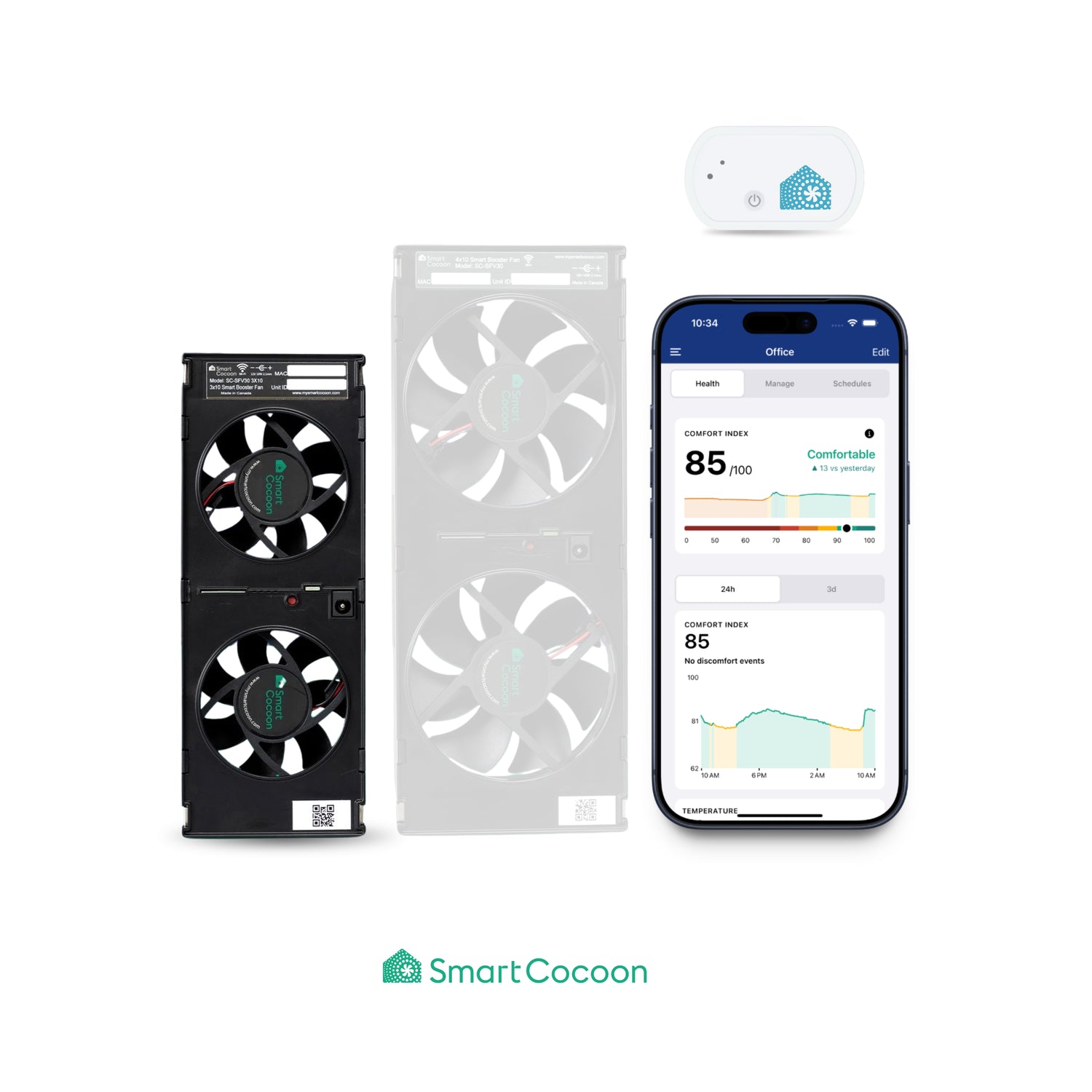 Smart Vent / Register Booster Fan With Sensor