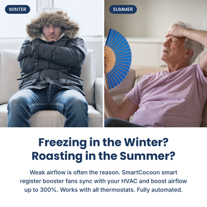 Smart Vent Register Booster Fan With Sensor