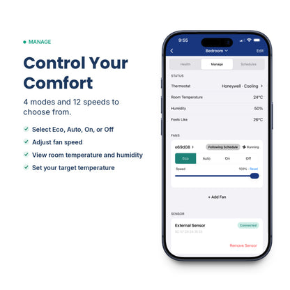 Smart Vent Register Booster Fan With Sensor