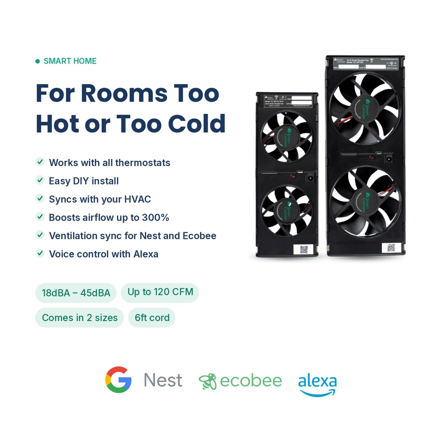 Smart Vent Register Booster Fan